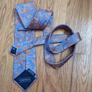 Cremieux 3.75" Necktie - Blue and Orange Paisley